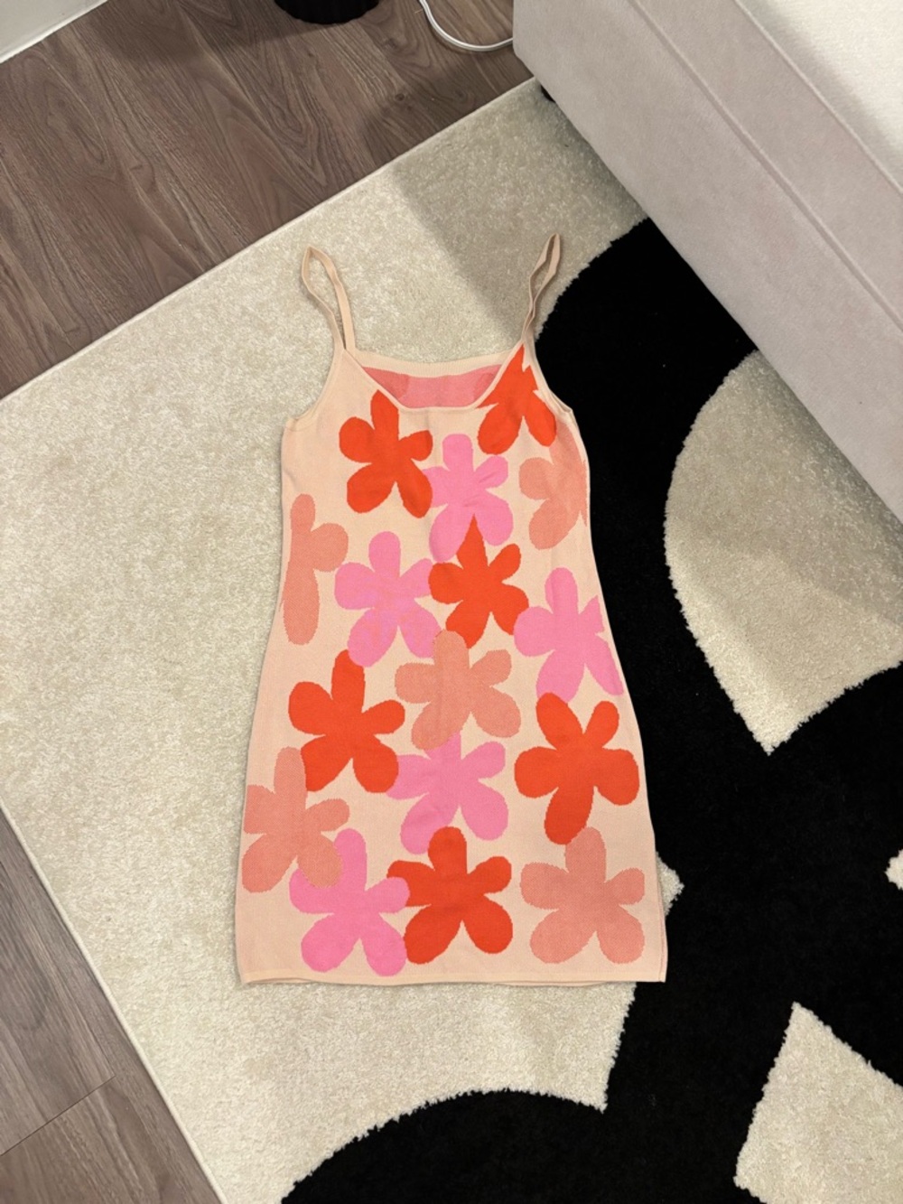 SHEIN Pink, Orange & Peach Floral Knit Tank Dress